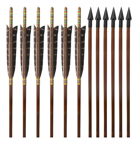 Flechas De Bambú 33 8mm Acero Para Arco Largo Recurve Color