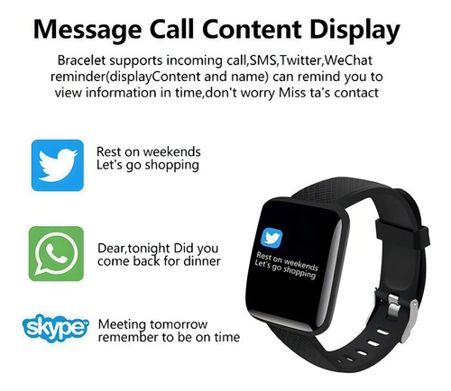 Relógio Inteligente Smart Bracelet D13 Bluetooth Android Ios Cor da caixa Preta Cor da pulseira Preto Cor do bisel Preto