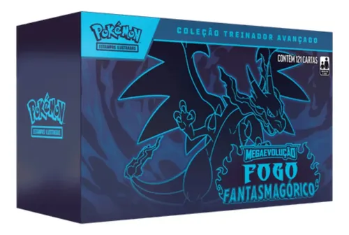 Cartas Pokémon Box Mega Fogo Fantasmagórico 121 Cards Copag