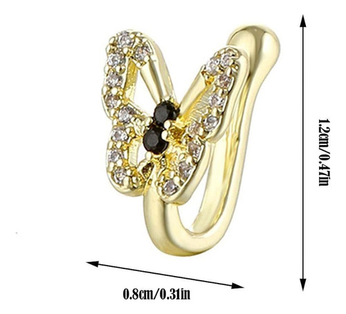 2 Pcs Anillo De Nariz, Mariposa De Cristal, Piercing Falso