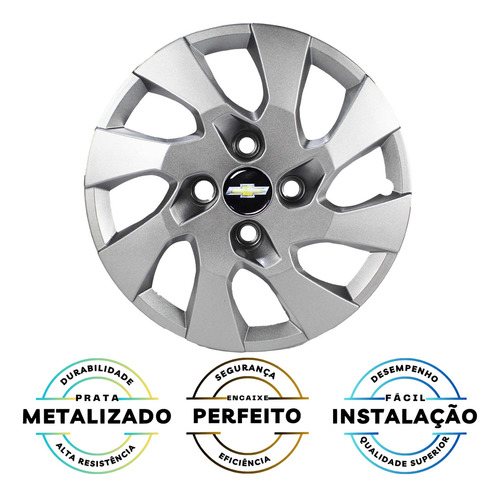 4 Calota Prisma 2013 2014 2015 2016 Aro 15 Prata Com Emblema