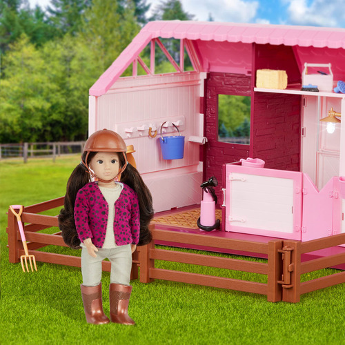 Establo De Juguete Con Accesorio Muñeca Caballo Color Rosa