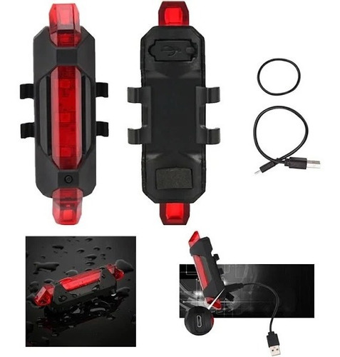 Luz Luces Bicicleta Trasera Recargable Led Rojo