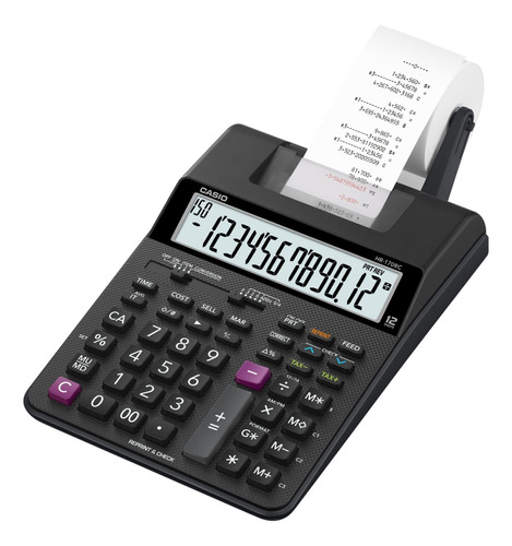 Calculadora De Impresión Casio Hr-170rc, Negra, 2,6 X 6,5 X