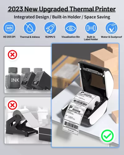 iDPRT Impresora térmica de etiquetas para pequeñas empresas y paquetes de  envío, impresora de etiquetas de soporte integrada, compatible con