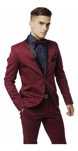 Imagen 3 de 5 de Smoking Bordo Elastizado
