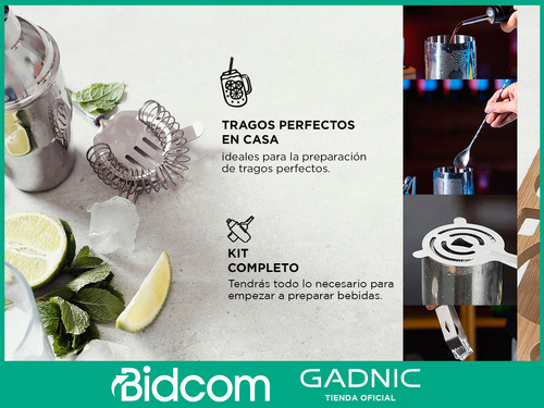 Kit Profesional Bartender Barman Gadnic Cocteles Bebidas
