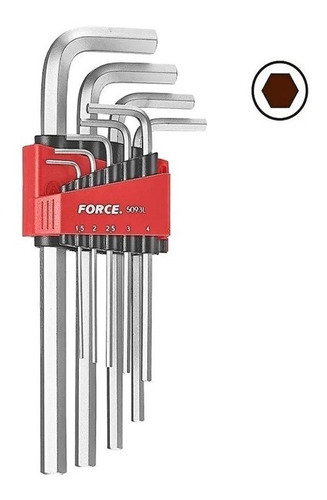 Conjunto de chaves Allen de 1,5 a 10 mm, grande (5093l), Force