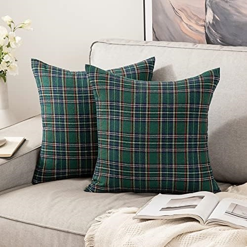 Miulee Juego De 2 Fundas De Almohada De Tartán Escocés De Na