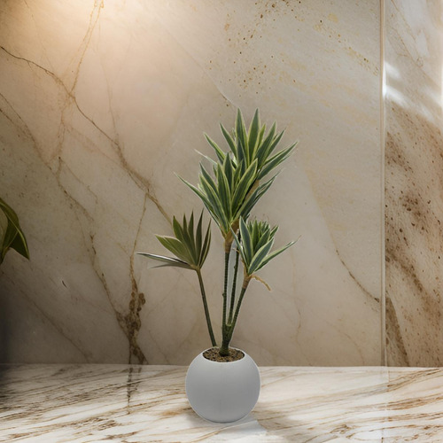 Planta Artificial Dracena Grande En Macetero Plastico Blanco