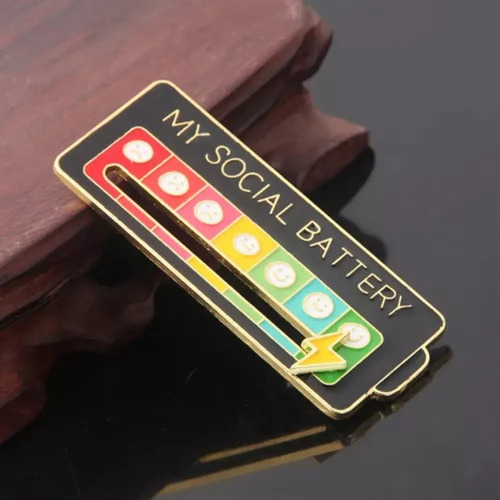 Broche De Esmalte Negro 15 P My Social Battery 7 Moods,