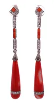 Comprar Aros Colgantes Oro18 Platino Coral Y  Brillantes Jalvear.ar