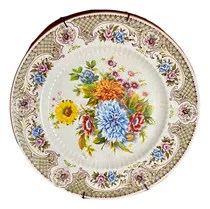 Comprar Plato Floreado Porcelana Tsuji Pintado A Mano Oro 24k
