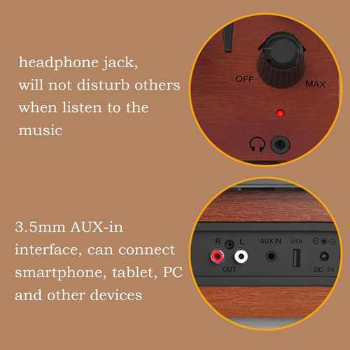Reproductor De Discos De Vinilo Portátil Retro Con Bluetooth