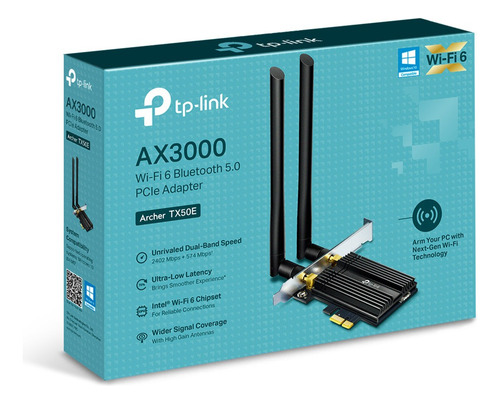 Adaptador Pcie Tp-link Ax3000 Wi-fi 6 Bluetooth 5.0 Negr /vc