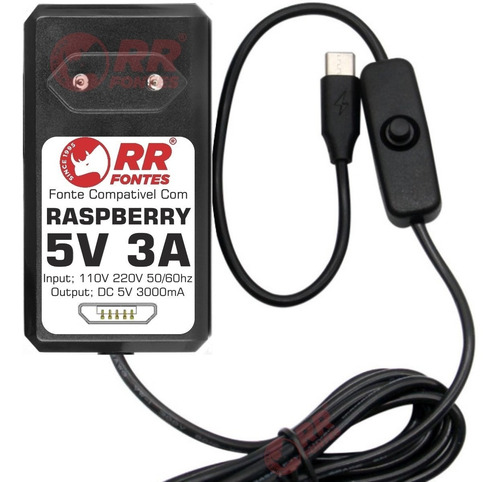 Fonte Para Raspberry Pi3 5v 2,5a E Com Botão On Off