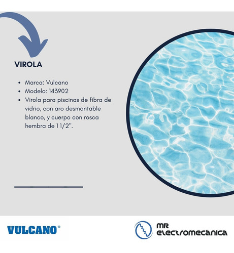 Imagen 5 de 10 de Kit Vulcano Piscina Fibra Vidrio: 3 Retornos + 1 Virola
