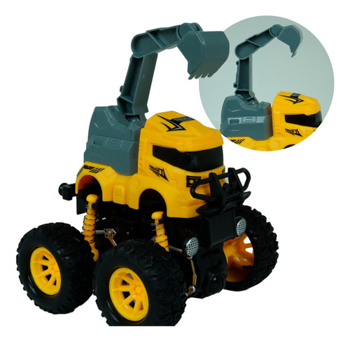 Carrinho Monster Truck Variados 4x4 Brinquedo Com Fricção Cor Escavadeira Amarela