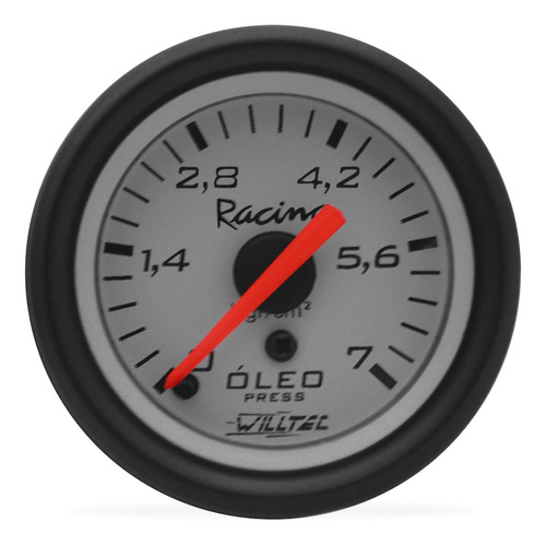 Relógio Manômetro 52mm Pressão De Óleo 7kg Branco Willtec