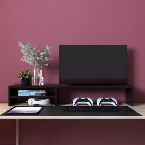 Base Monitor De Áudio Suporte Com Prateleira 15x90x20cm Mdf