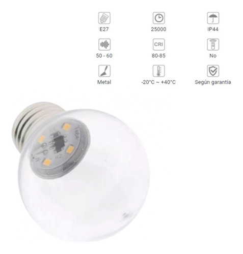 Bombillo Led 1w Pin Pon Luz Cálida Transparente Feria Decora