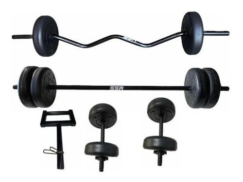 Imagen 1 de 8 de Barra Z Y Recta Par Mancuernas Pesa Rusa 80lbs Ssr Sport
