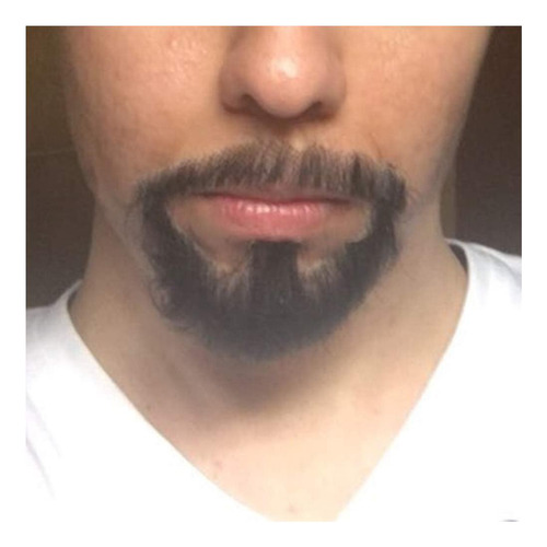 Barba Y Bigote Negro De Cabello Humano Para Disfraz