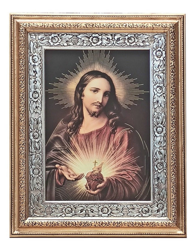 Cuadro Sagrado Corazon De Jesus Con Hoja De Oro