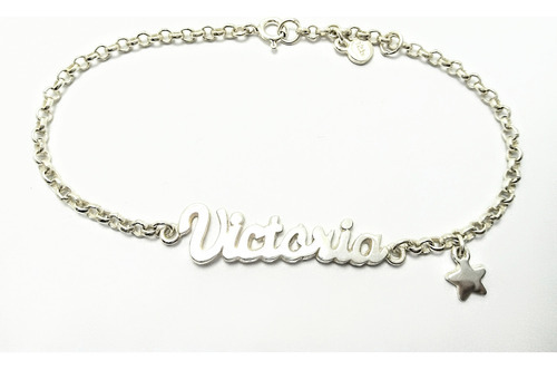 Pulsera Plata 925 Niños Con Nombre Personalizada+mini Dij 