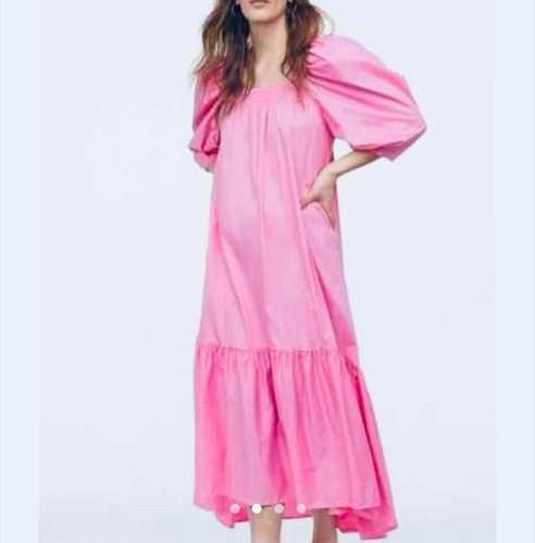 Imagen 6 de 9 de Vestido Largo De Algodón Hombros Descubiertos Talla L Nuevo