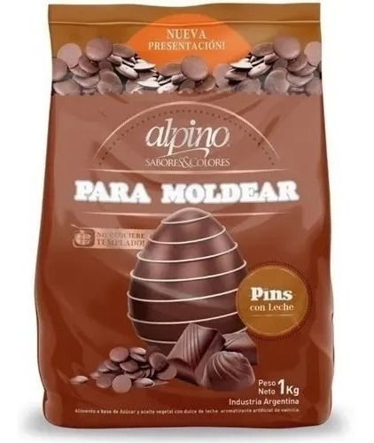 Imagen 1 de 2 de Chocolate Alpino Para Moldear Pins Baño - Con Leche
