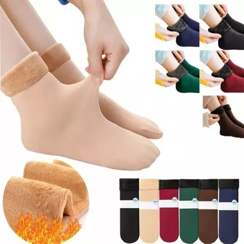 Pack X6 Medias Térmicas Super Abrigadas Invierno Dama Surtidas Lisa Único