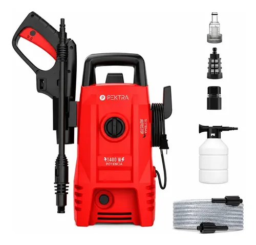 Hidrolavadora 1400w 90bar Pektra Alta Presión Autostop Lanza Color Rojo