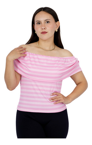 Blusa Varsovia Rayada Lineas Dama Campesina Olan Fresca Rib