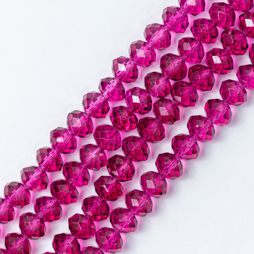 Fio De Cristal Magenta 8mm Aprox. 65 Contas Para Artesanato