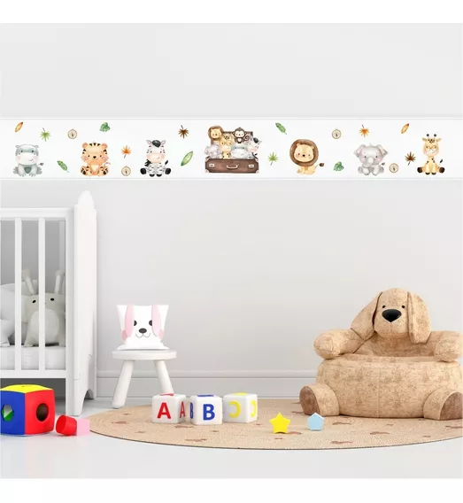 Kit 2 Faixa Decorativa Infantil Safari Cinza Bebê Menino