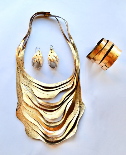 Collar Ondas Largo, Dorado O Plateado