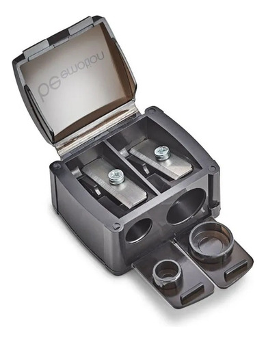 Apontador Duplo Be Emotion Quadrado Para Lápis De Maquiagem Cor Preto
