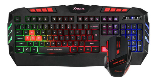 Kit Combo Teclado Y Mouse Gamer Xtrike Me 2400 Dpi Fx Color Del Teclado Negro/rojo