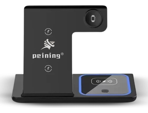Carregador De Indução Magnética 3 Em 1 Sem Fio Pei-sw024 Cor Preto