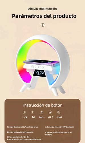Lámparas De Mesa Con Altavoz Bt Y Carga Inalámbrica Y Alarma
