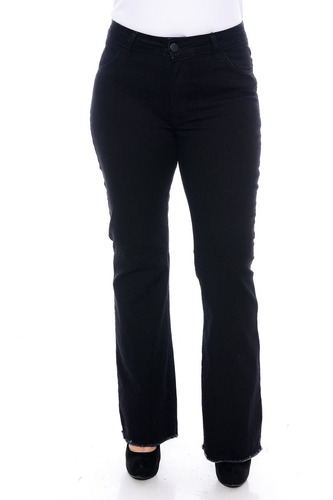 Calça Plus Size Jeans Black Com Elastano