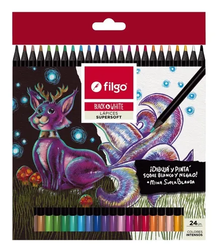 comprar Lapices De Colores Filgo Supersoft Black And White X 24 Unid