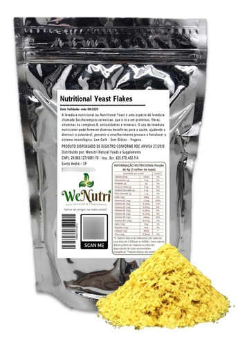 Levedura Nutricional Yeast Flakes Nutritional 500g Wenutri
