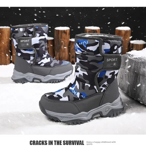 Botas De Nieve De Camuflaje Impermeables Cálidas Para Invier