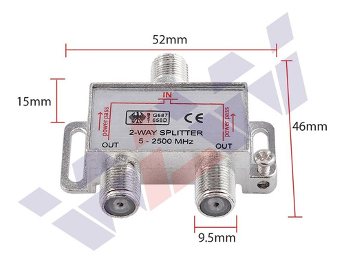 10 Divisor De Sinal De Antena Tv 1x2 Uhf Vhf Blindado 5~2500