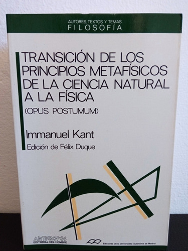 Transición De Los Principios Metafísicos Immanuel Kant