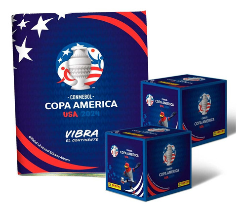 Álbum CONMEBOL Copa America USA 2024 Panini capa mole + 100 pacotes de figurinhas