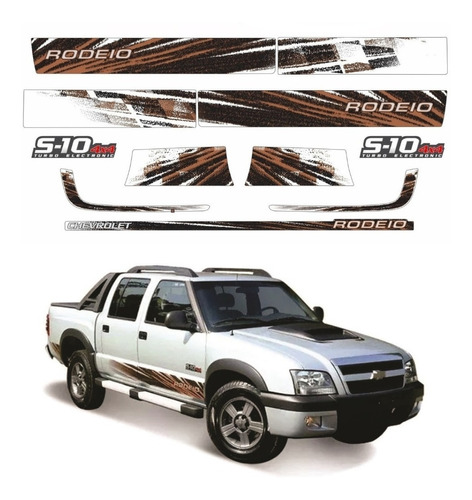 Kit Adesivos Chevrolet S10 Rodeio 4x4 Diesel 2011 Ca1272 Cor Marrom