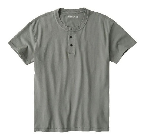 Abercrombie Playera Henley Holgada Gris Verdoso Orig. Ab19